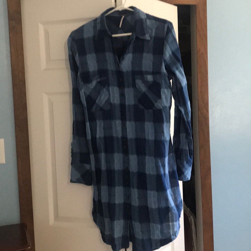 Free People  long cotton button down shirt